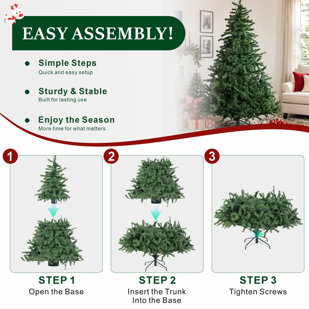Abrihome Green Artificial Christmas Tree with 1132 Tips 7ft Image 5