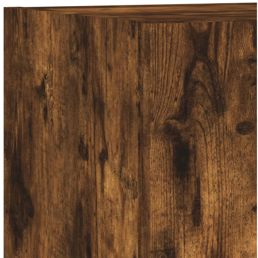 vidaXL Single Door 3 Shelf Smoked Oak Wooden TV Cabinet with LED Set of 2 Image 7