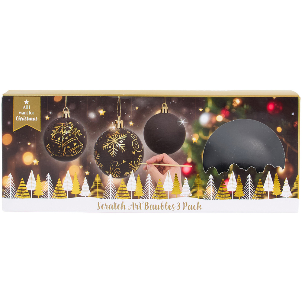 Pack of 3 Scratch Art Baubles Image 1