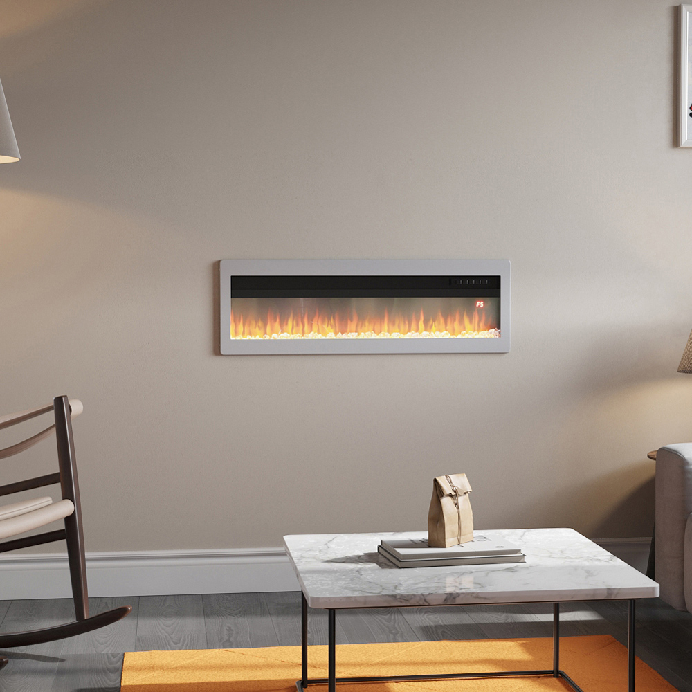 Living and Home White Freestanding Electric Fireplace Image 2