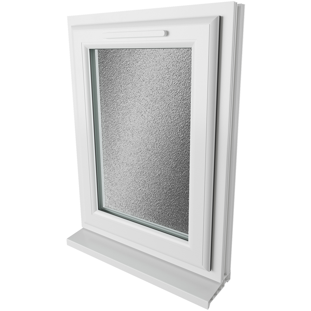 Crystal uPVC Double Glazed Window Right Hand Side Hung White Obscure Glass 610x965mm Image 9