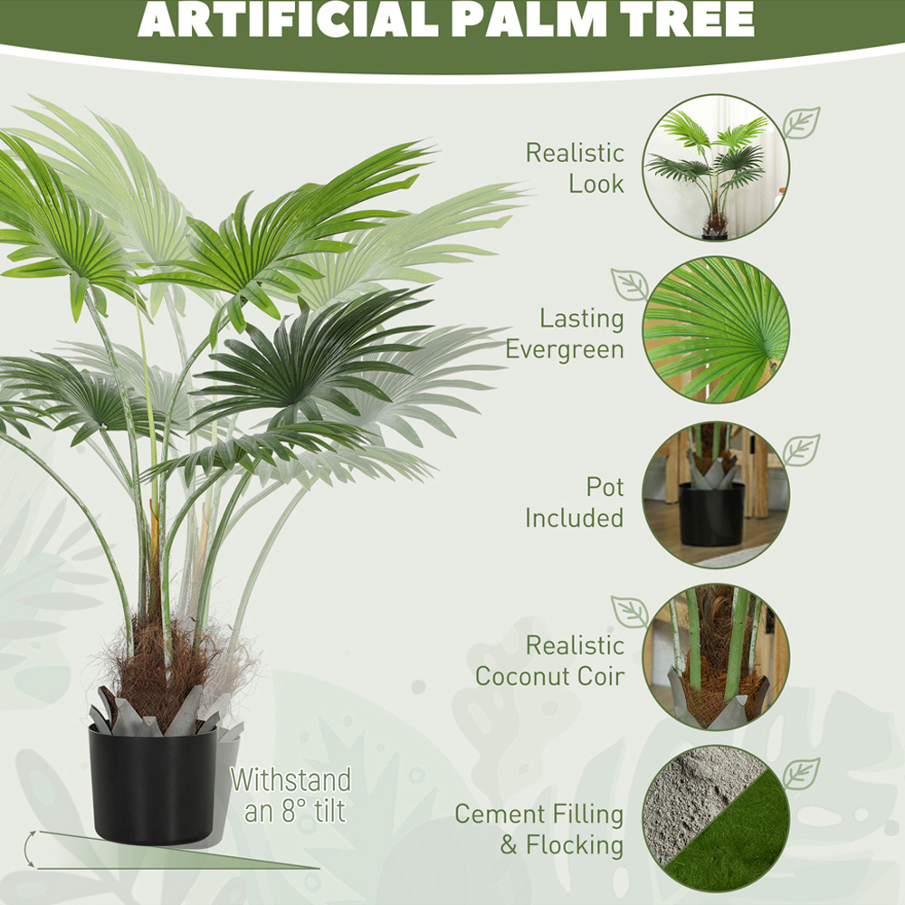 HOMCOM Palm Tree Artificial Plant Pot 94cm Image 8