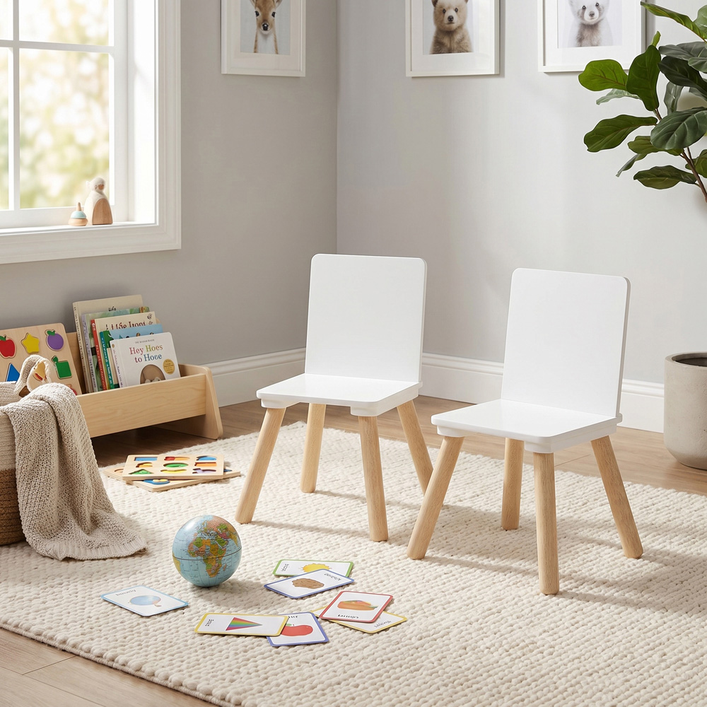 Liberty House Toys Kids White and Pinewood Chair Set of 2 Image 5