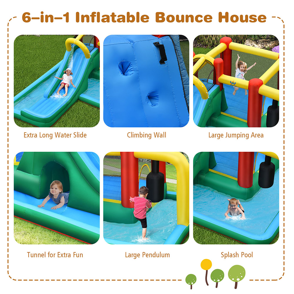Costway Inflatable Water Slide Kids Jumping Bounce House with Slide Image 6