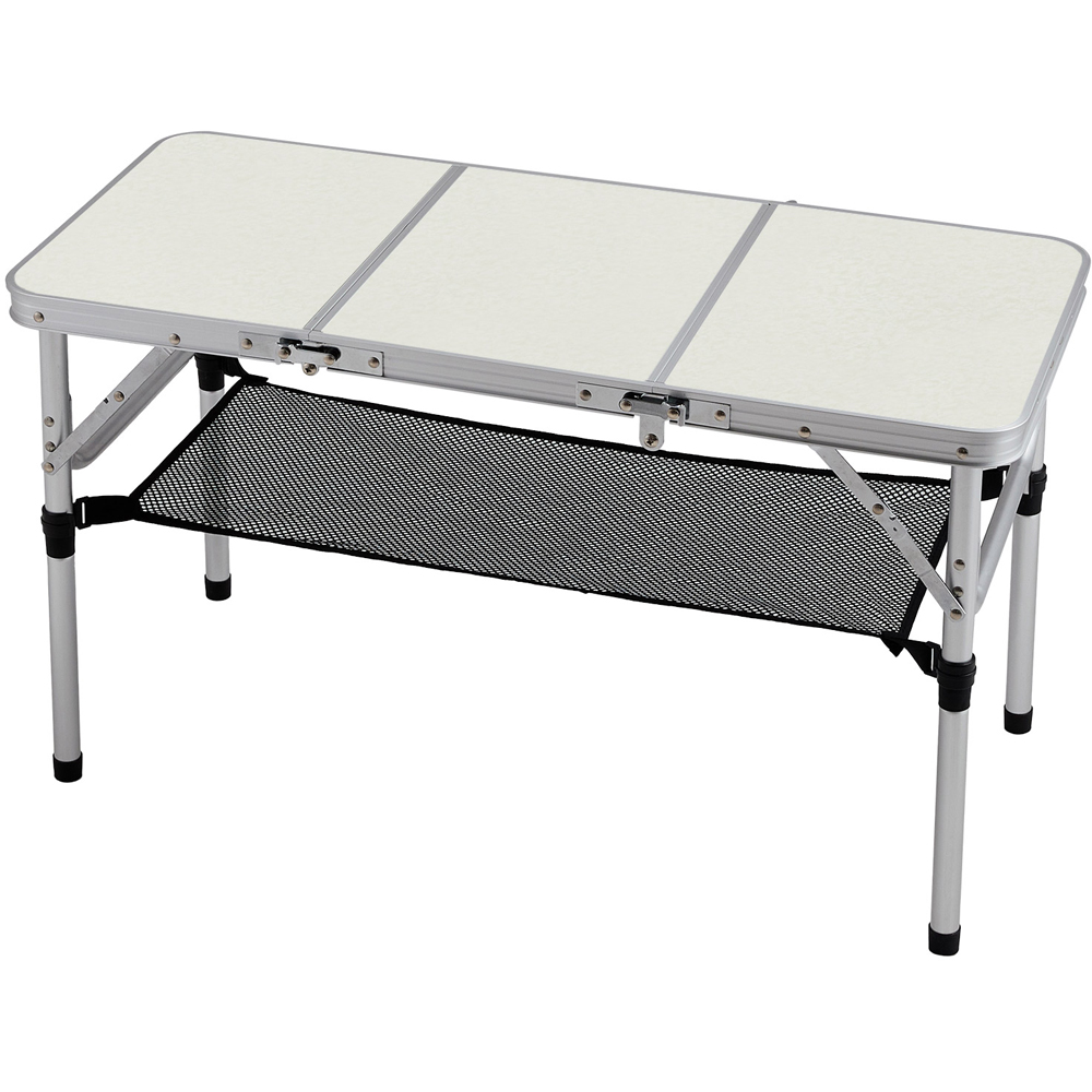 Living and Home 3ft White Tri-Fold Aluminium Alloy Camping Table Image 4