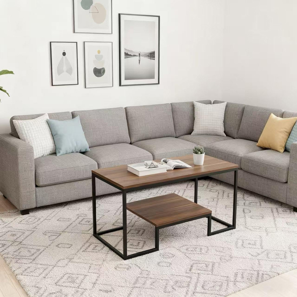Alivio Single Shelf Brown Modern Industrial Coffee Table Image 6