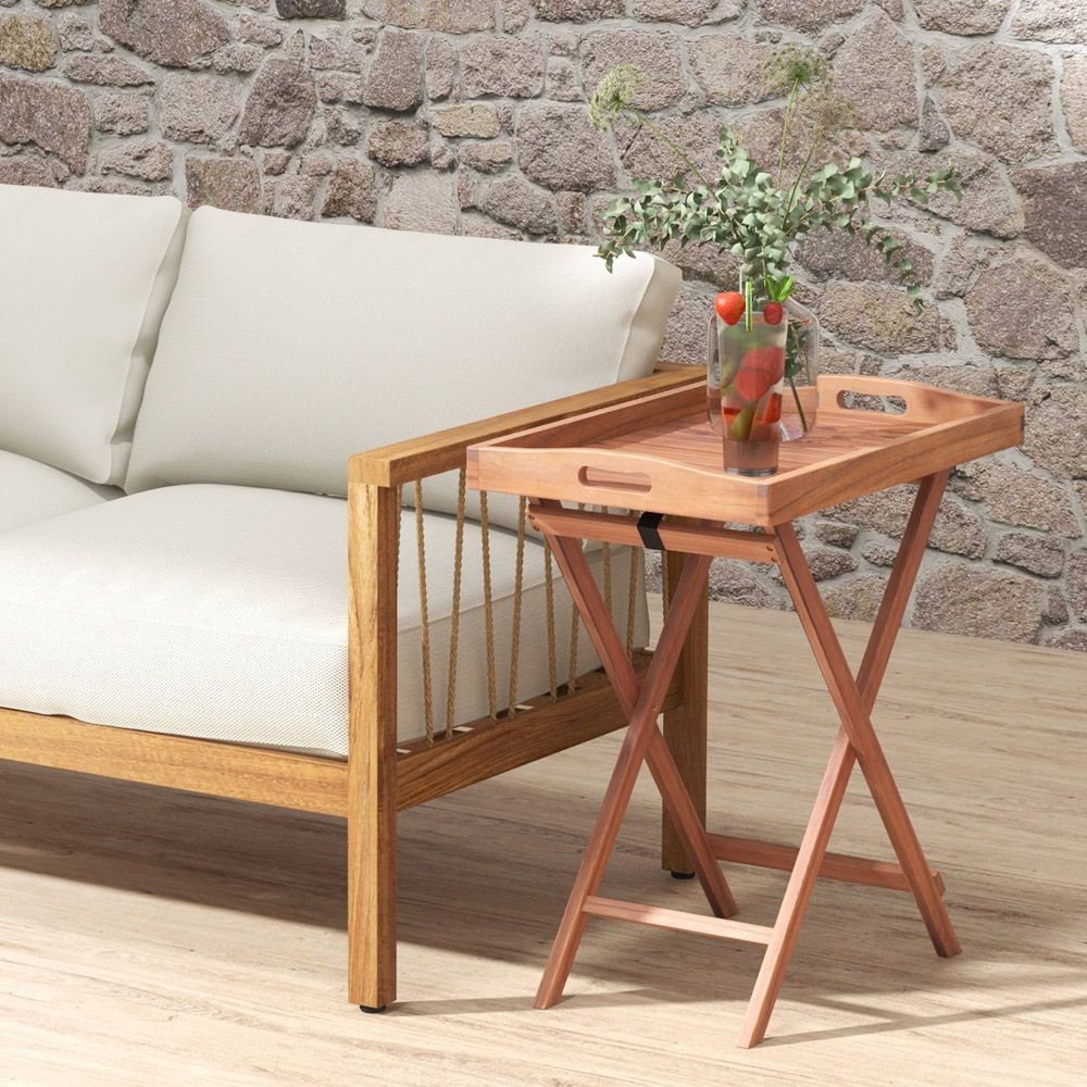 Costway Slatted Top Folding Side Table Image 3