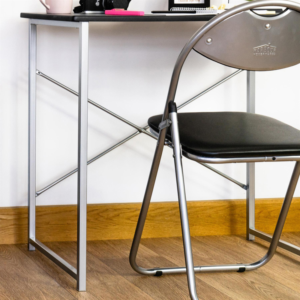 Harbour Housewares Set of 6 Black and Silver Foldable Padded Chair Image 3
