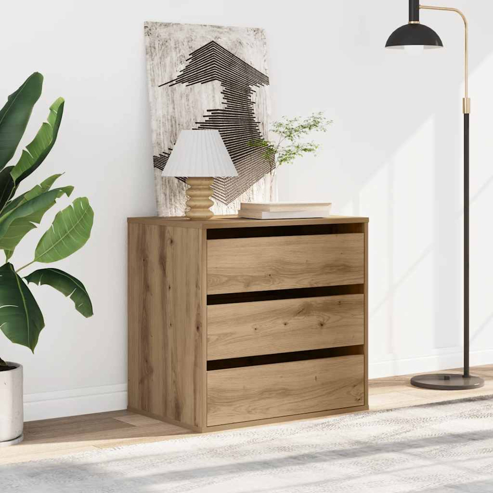vidaXL 3 Drawer Artisanal Oak Wooden Chest of Drawers Image 8