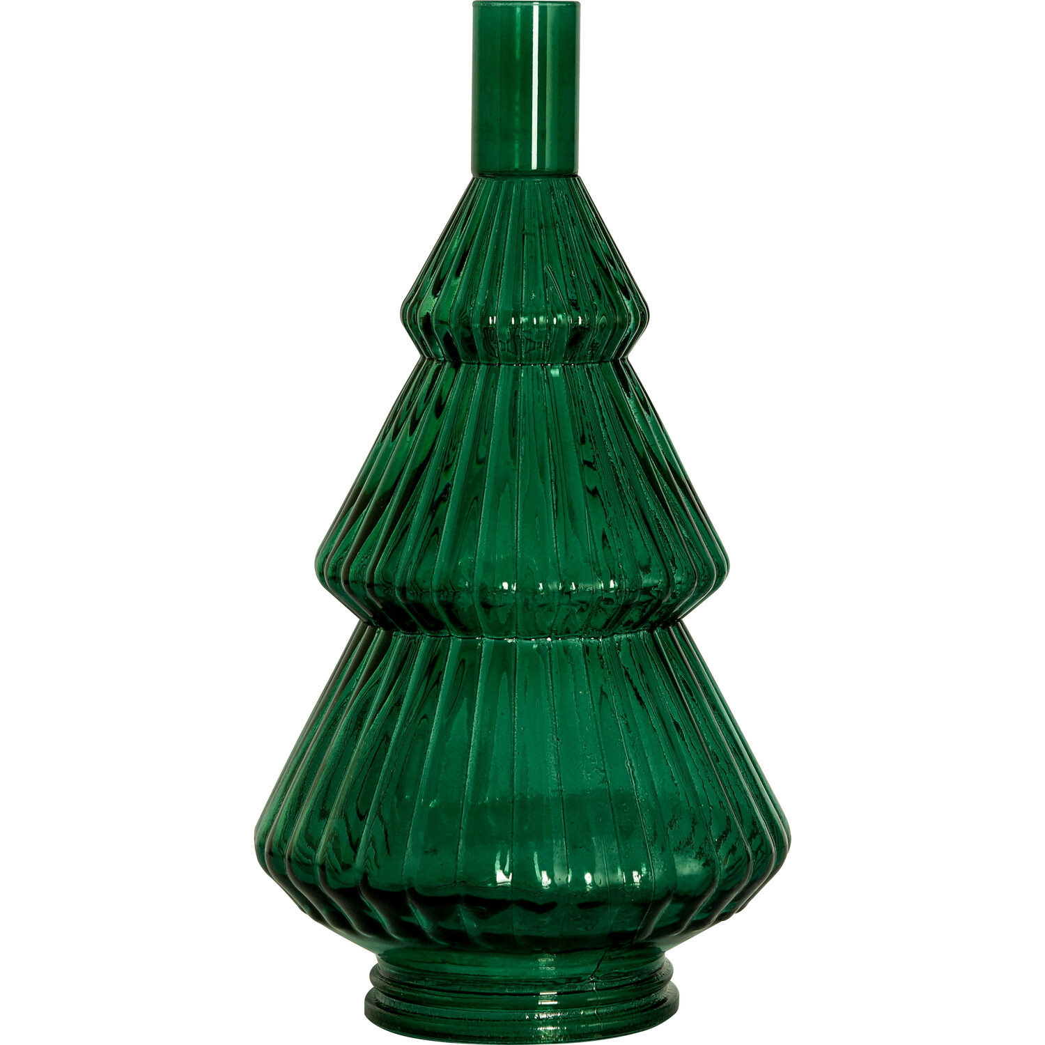 Glass Tree Taper Candle Holder - Green Image