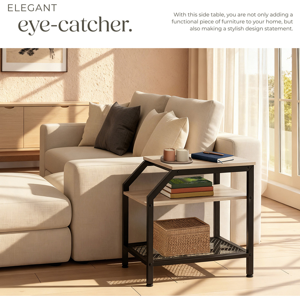 Tectake Plymouth 2 Grid Shelf Sonoma Oak Bedside Table Image 6