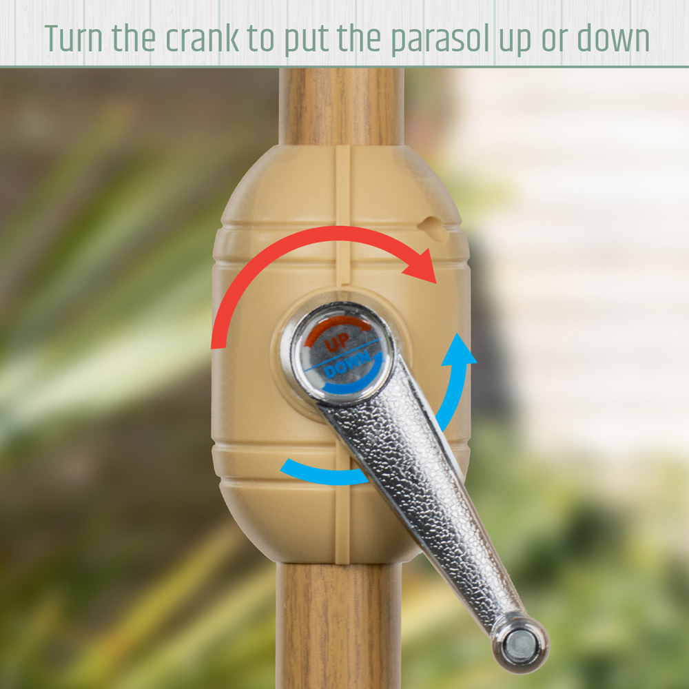Gardenkraft Grey Crank and Tilt Wooden Parasol 2m Image 4