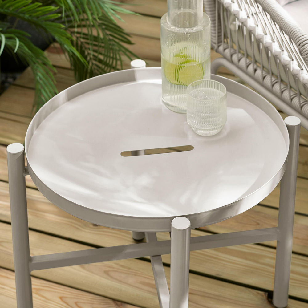 Furniturebox Agen Cream Metal Outdoor Chair with Footstool and Table Image 2