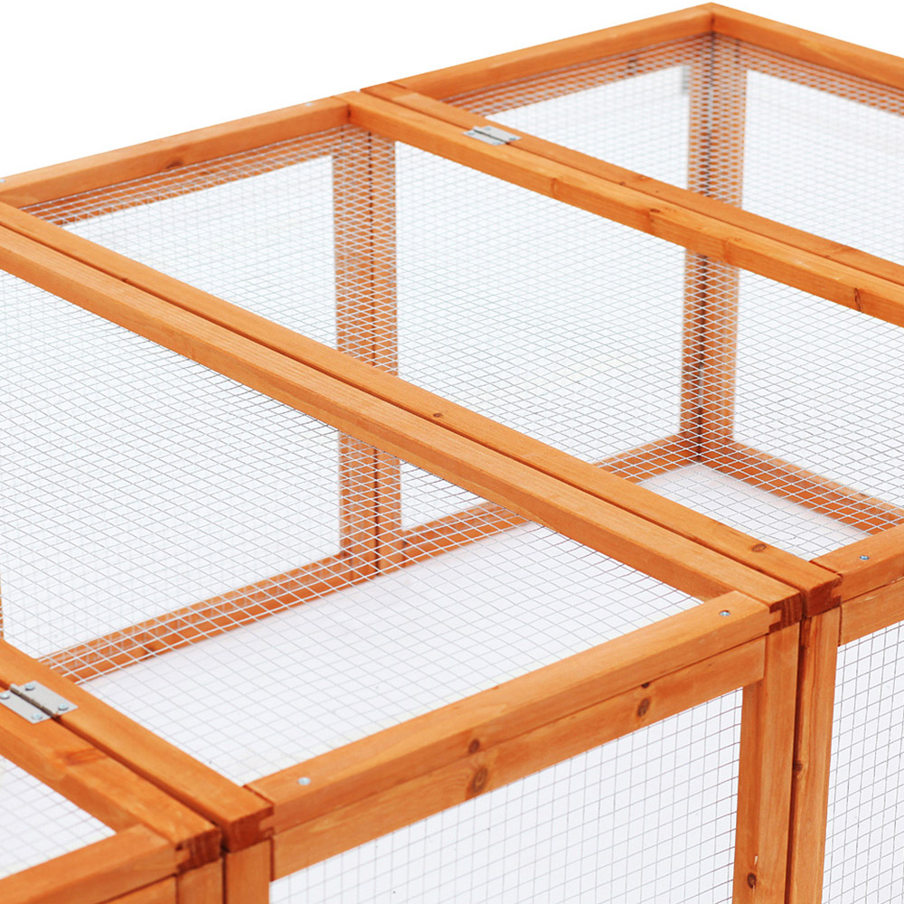 PawHut Wooden Pet Hutch with Wire Mesh Safety Image 2
