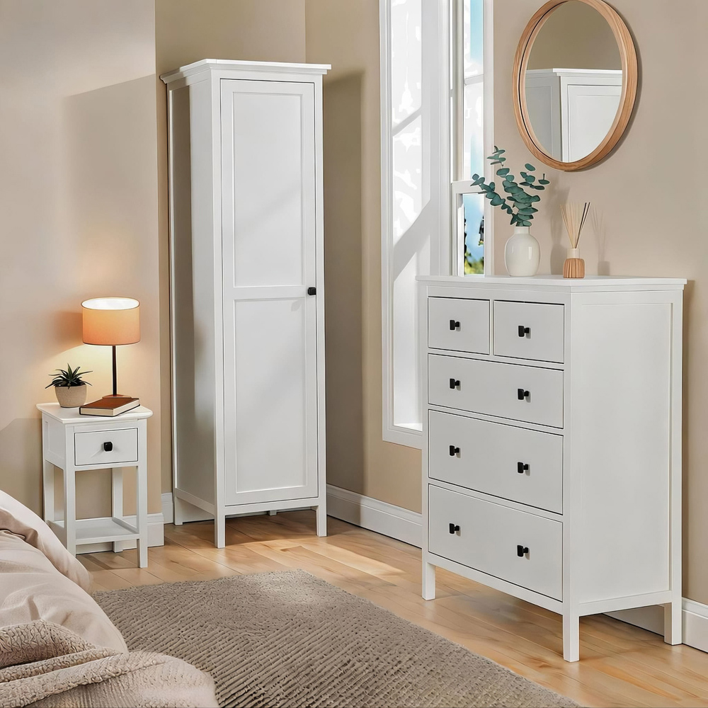 Home Source Belle Vue Single Door White Wardrobe with Hanging Rail Image 8