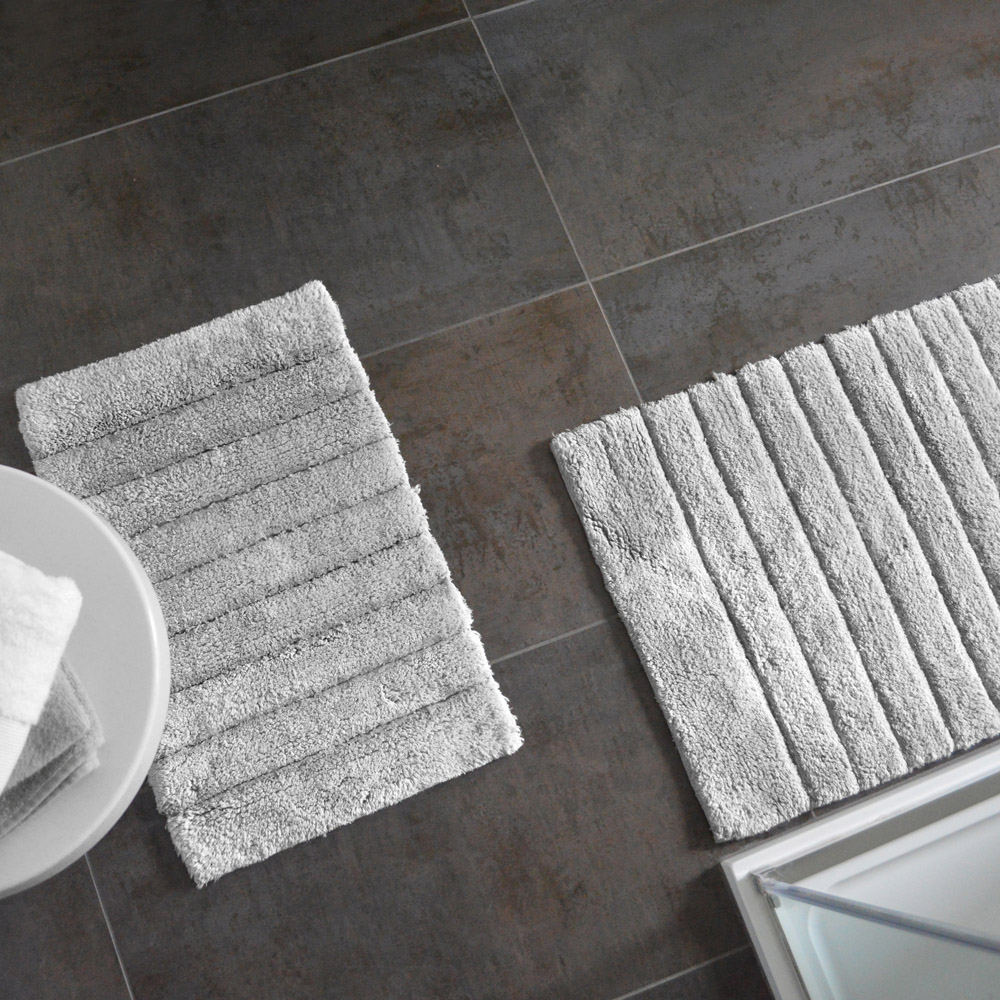 Allure Bath Fashions Dove Grey Ribbed Bath Mat Set 2 Piece Image 3