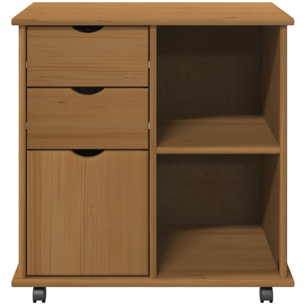 vidaXL Single Door 2 Drawer 2 Shelf Brown Rolling Storage Cabinet Image 3