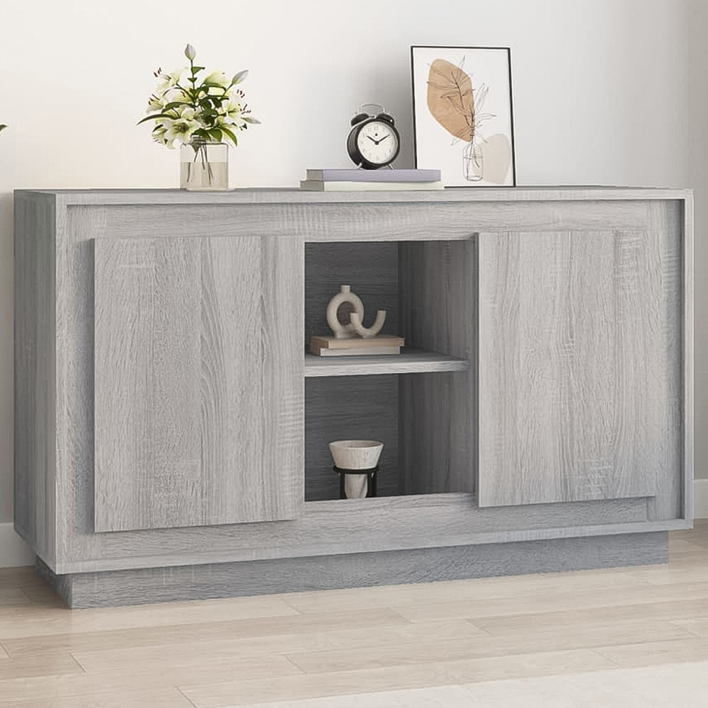 vidaXL 2 Door 2 Shelf Grey Sonoma Wooden Sideboard Image 1