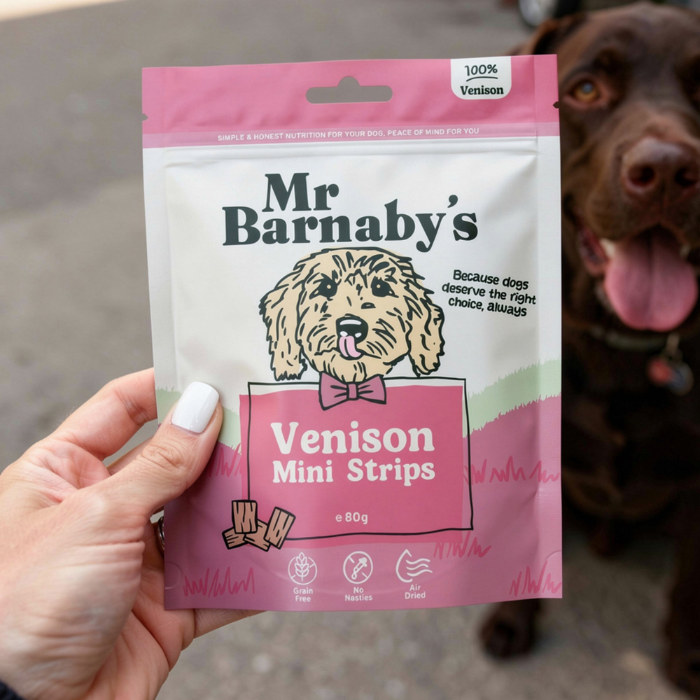 Mr Barnaby's Venison Mini Strips Dog Treats 80g 2 Pack Image 2