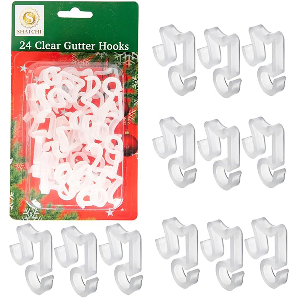 Shatchi Clear Outdoor Gutter Hooks 24 Pack Image 3