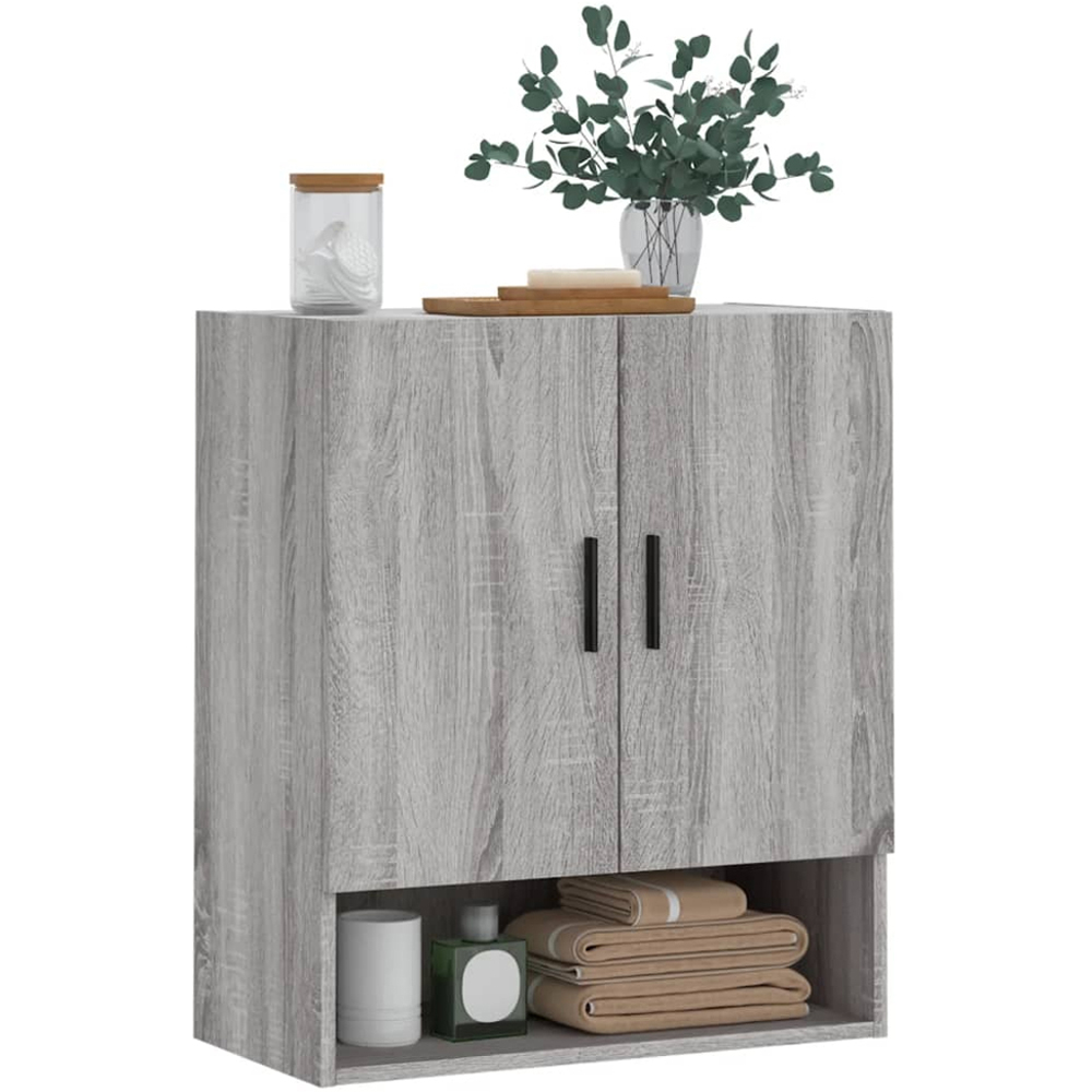 vidaXL 2 Door Single Shelf Grey Sonoma Oak Wall Cabinet Image 3