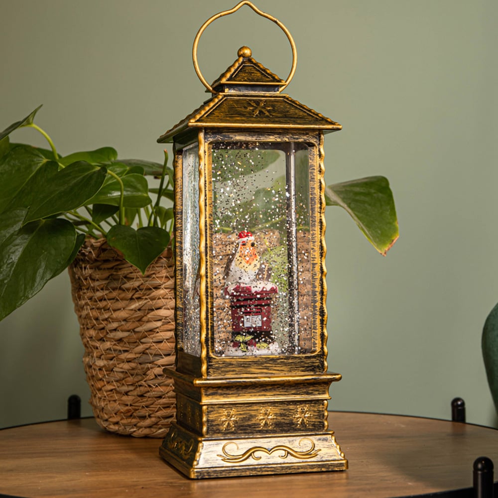 Samuel Alexander Robin with Santa Hat Dual Powered Light Up Christmas Water Spinner 28cm Image 5