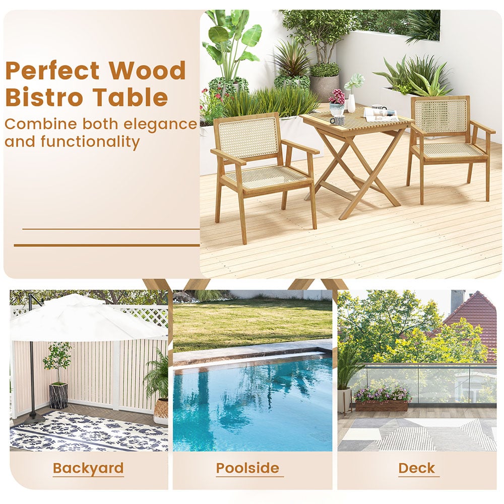 Costway Slatted Tabletop Patio Bistro Table Image 6