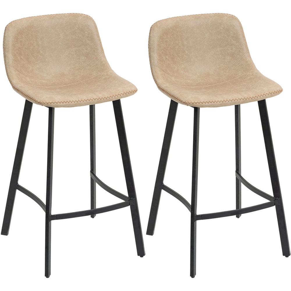 Portland Light Brown Faux Leather Bar Stool Set of 2 Image 2