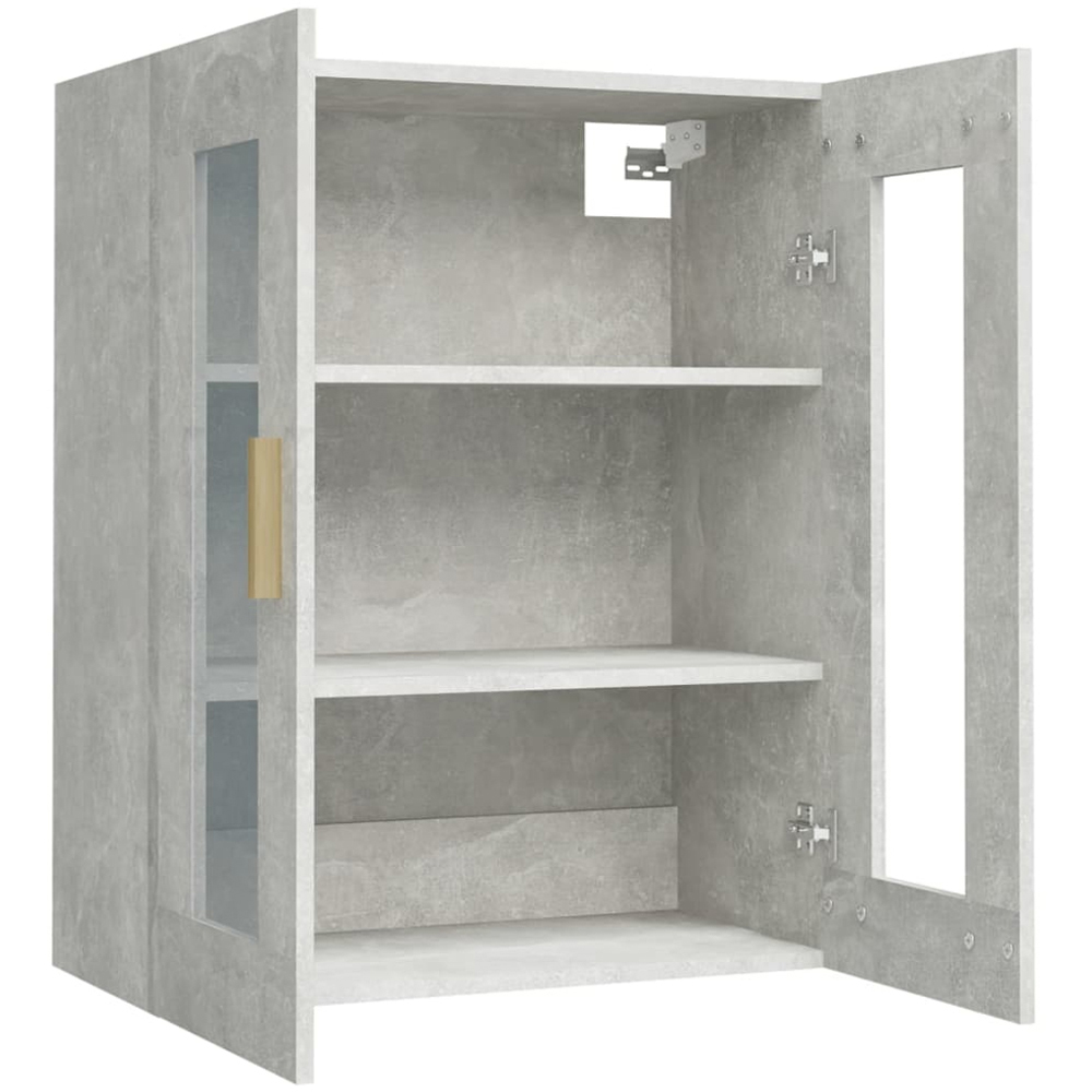 vidaXL 2 Glass Door 3 Shelf Concrete Grey Hanging Wall Cabinet Image 5