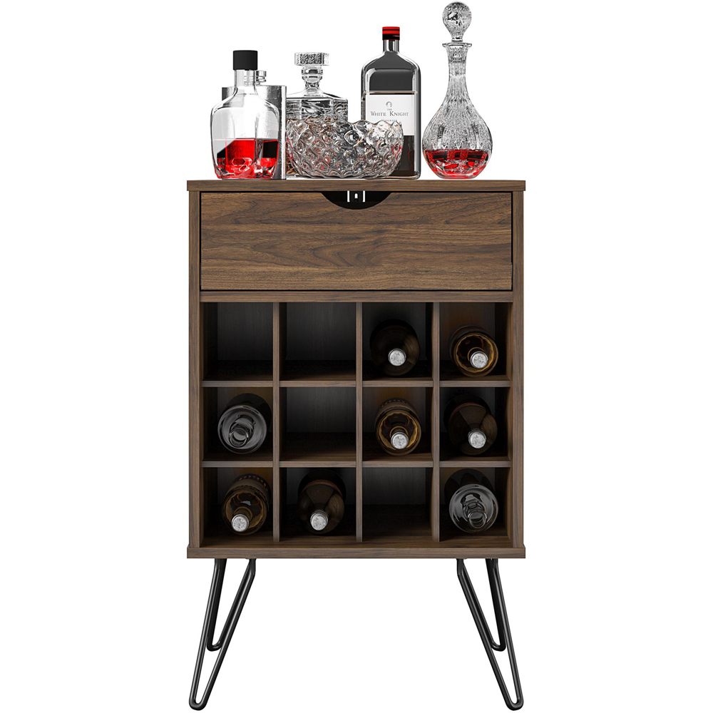 Novogratz Harmony Single Drawer 12 Shelf Brown Beverage Storage Stand Image 6