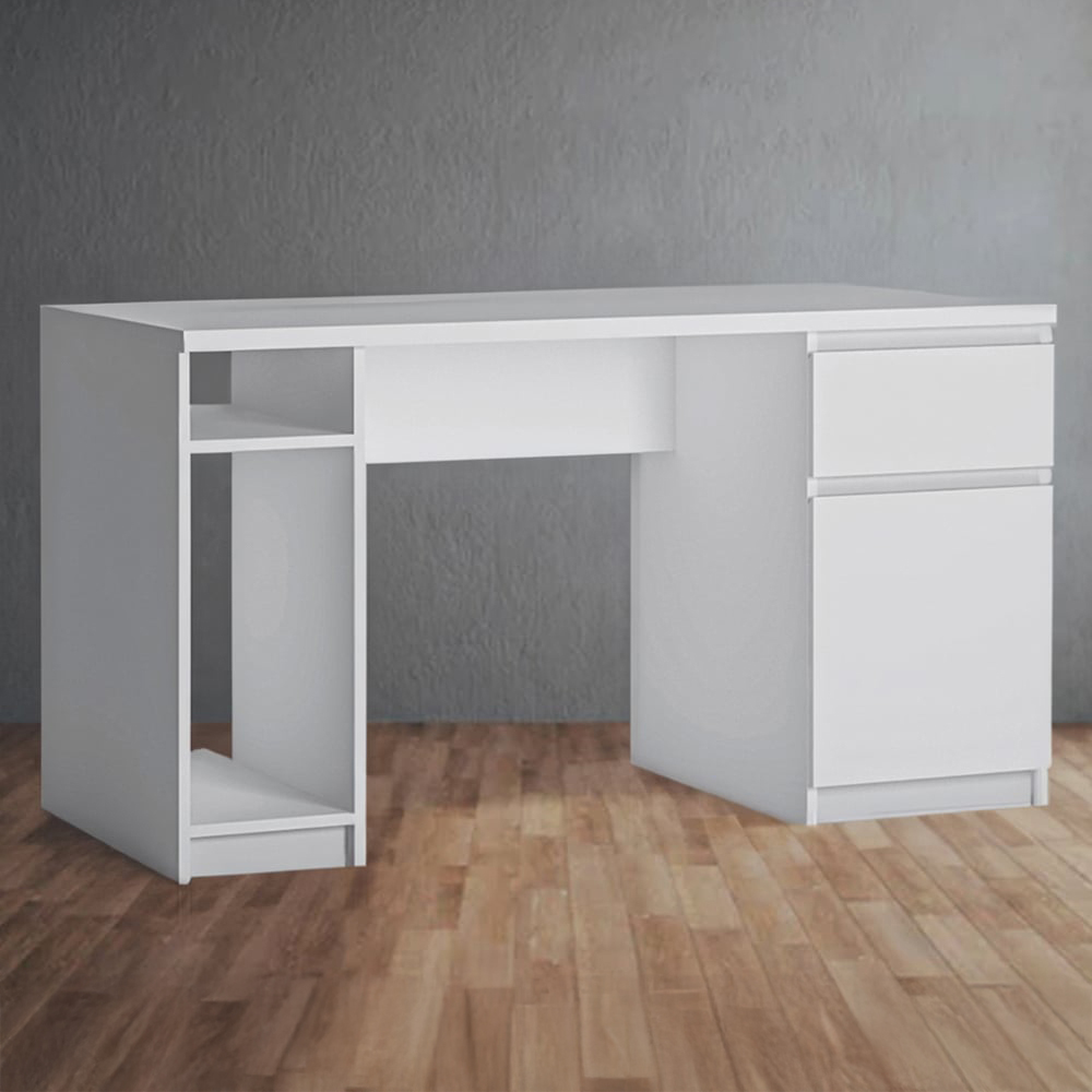 Florence Fribo Single Door Single Drawer Twin Pedestal Desk Alpine White Image 1