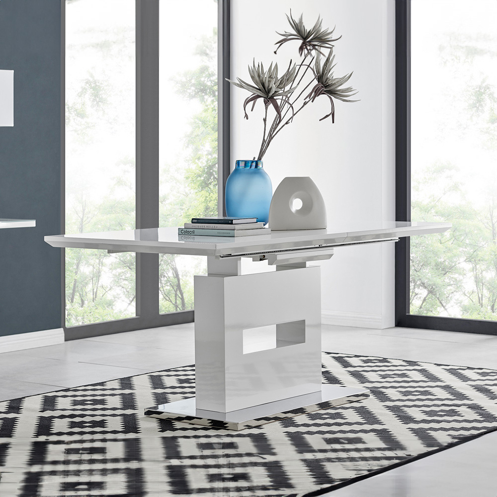 Furniturebox Arenzano 6 Seater Extending Dining Table White High Gloss Image 7