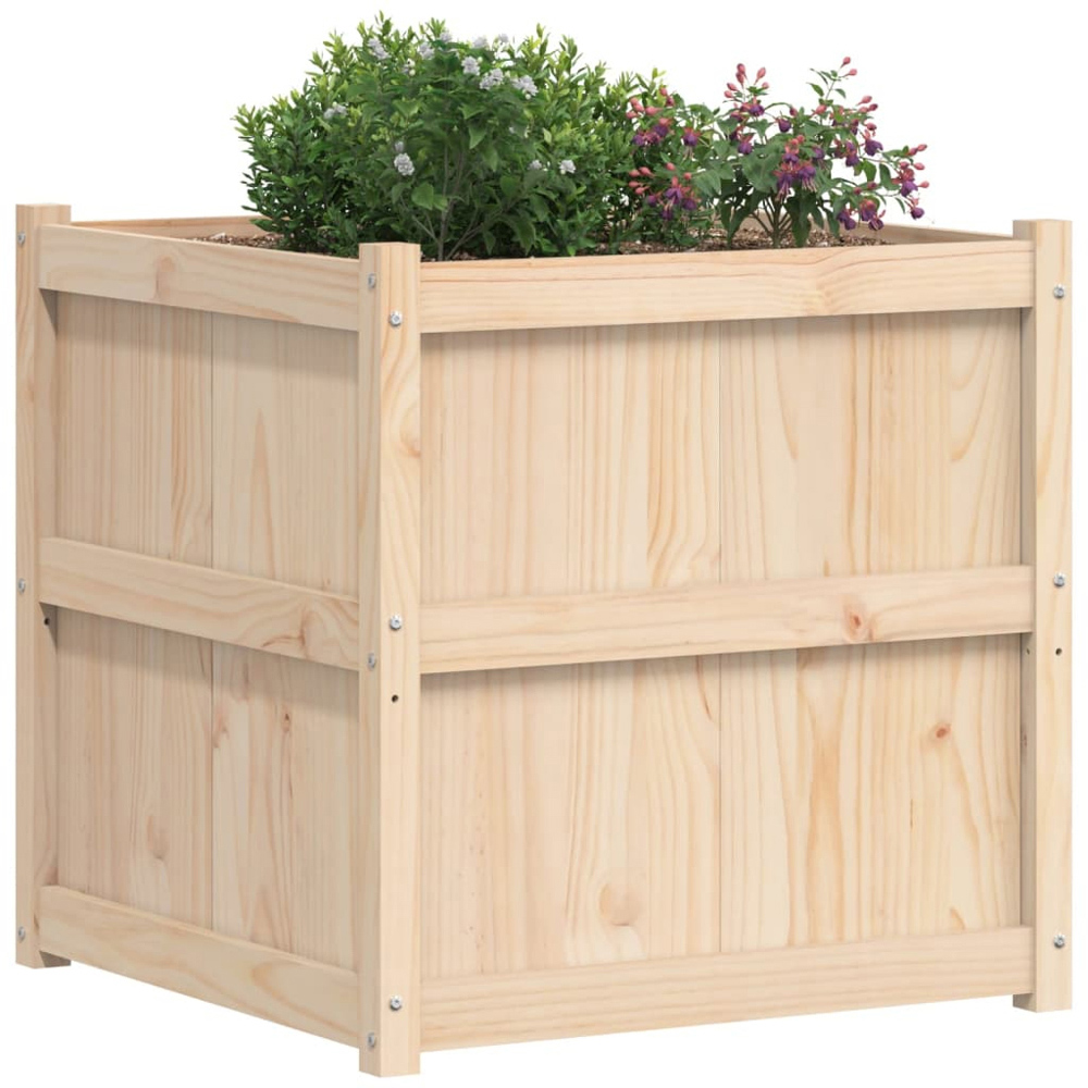 vidaXL Natural Solid Pine Wood Garden Planter 70cm Image 3