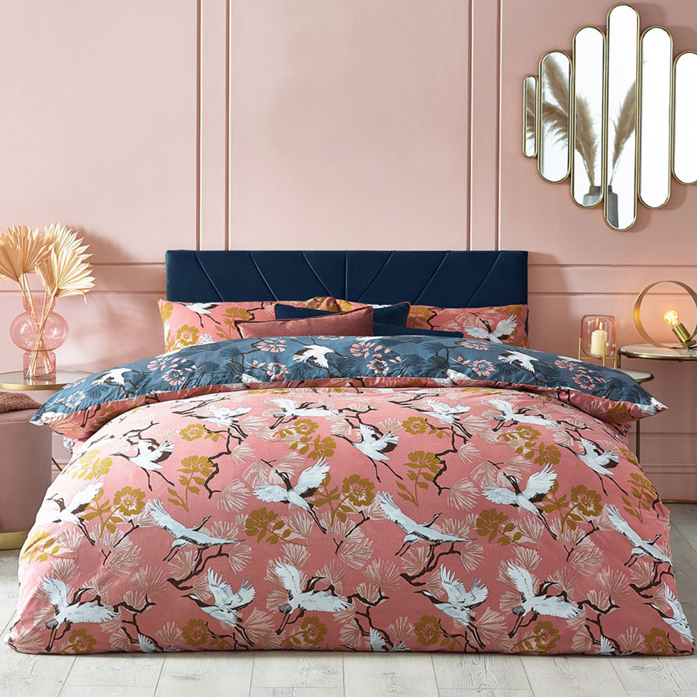 furn. Demoiselle Single Pink Botanical Duvet Cover Set Image 1