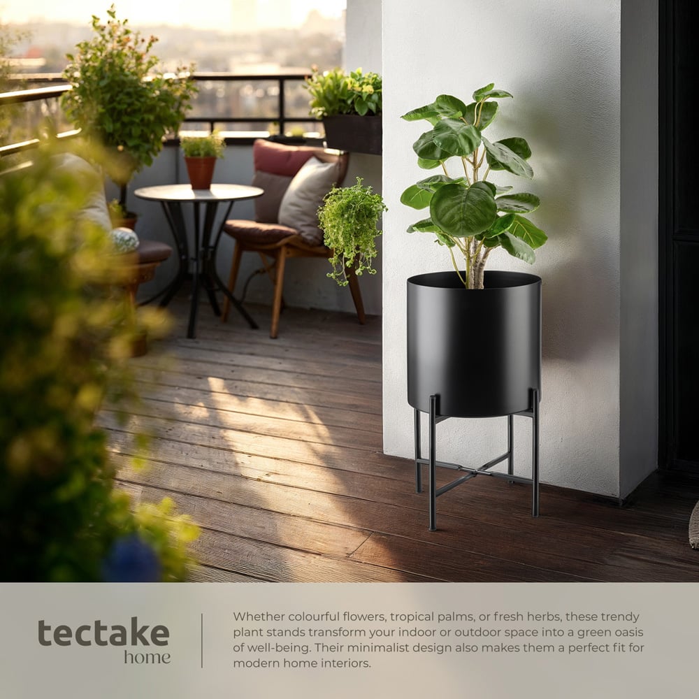 tectake Mine Black Powder-Coated Steel Plant Stand 2 Pack Image 6