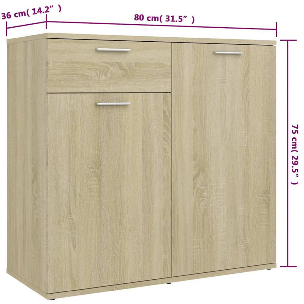 vidaXL 4 Door 2 Drawer Sonoma Oak Sideboard Image 9