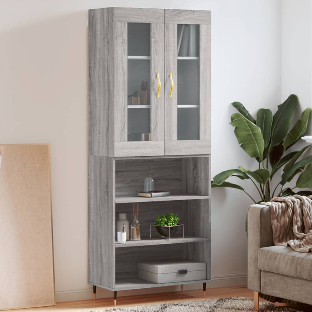 vidaXL 2 Door 3 Shelf Grey Sonoma Highboard Image 1