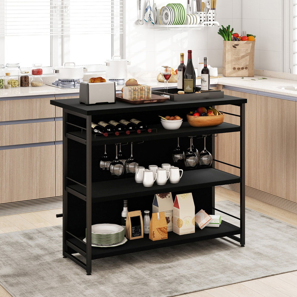Costway 3 Shelf Black Industrial Home Bar Unit Image 4