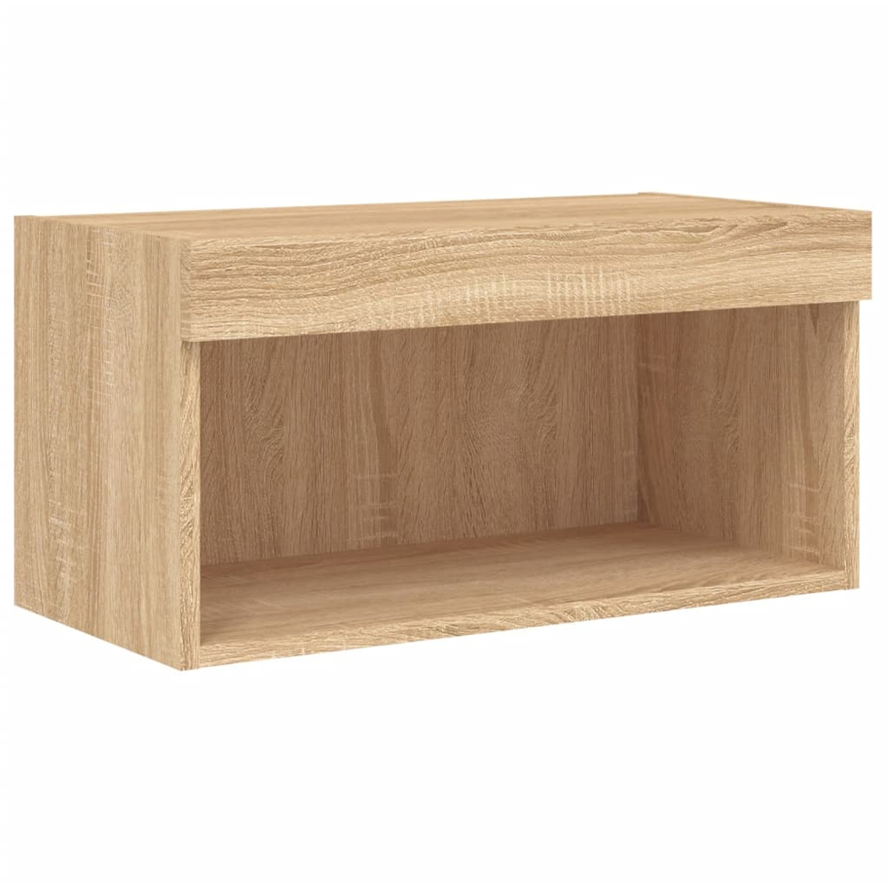 vidaXL Single Shelf Sonoma Oak Wall Mounted TV Cabinet with LED Lights Image 6