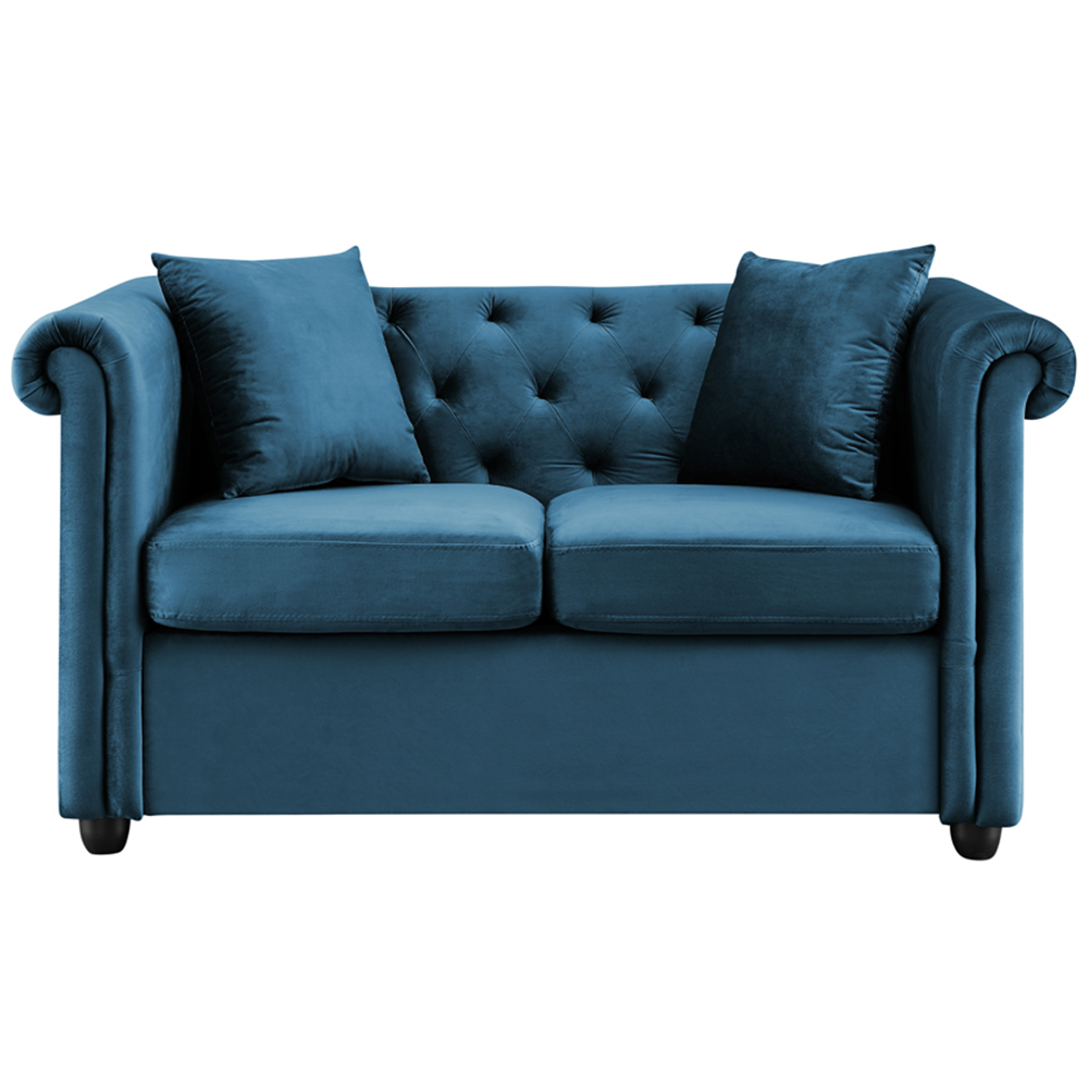 Home Detail Ascot Chesterfield 2 Seater Blue Velvet Sofa Image 3
