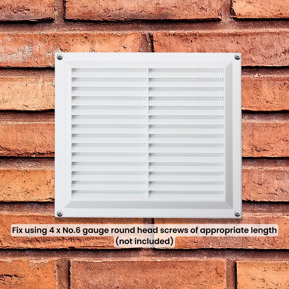 Select White Louvre Air Vent with Flyscreen Cover 9 x 9 inch Image 2