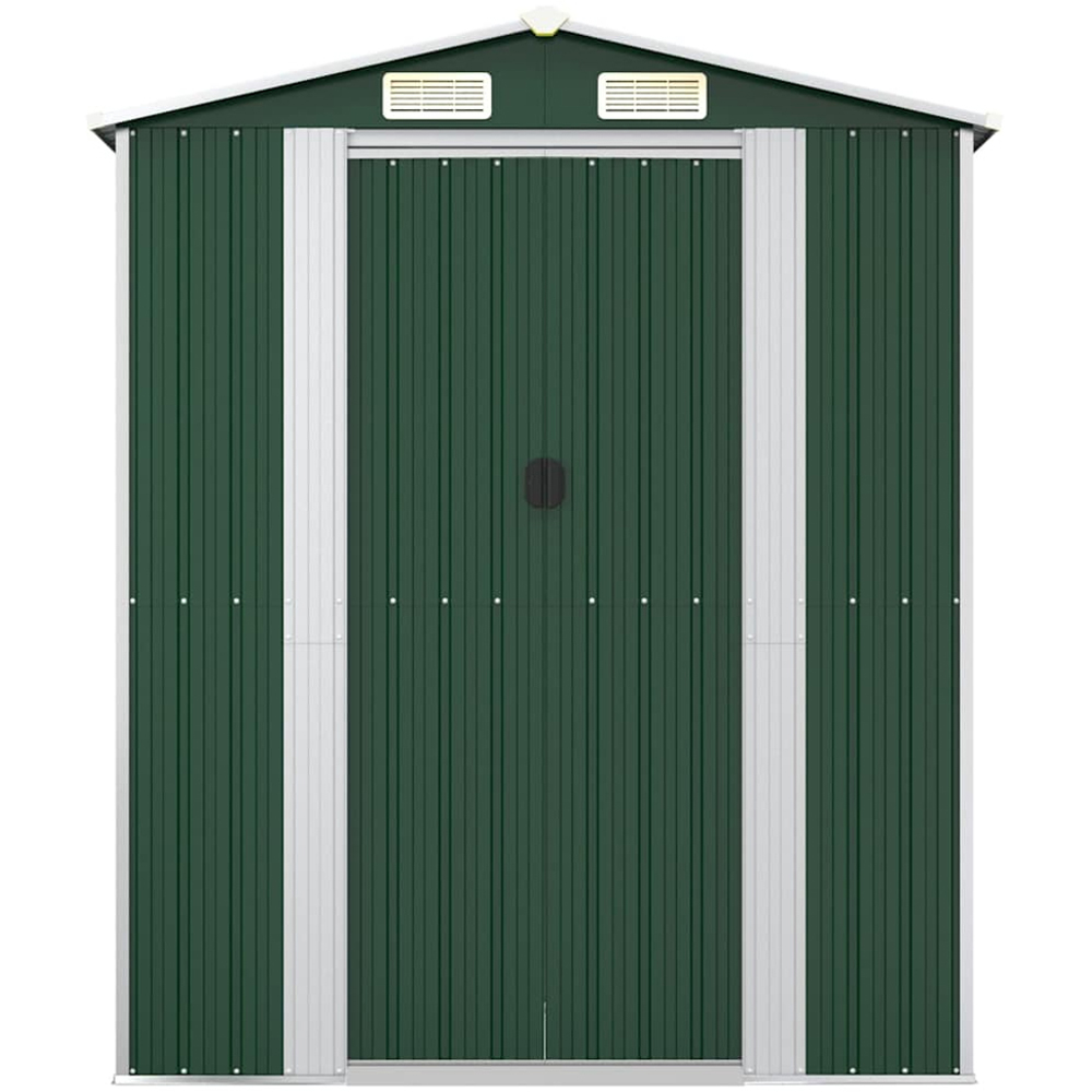 vidaXL 6.3 x 3.5ft Green Galvanised Steel Apex Garden Shed Image 3