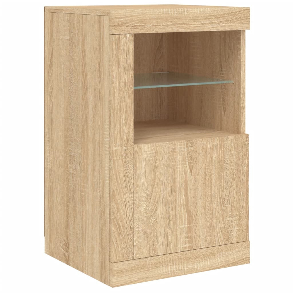 vidaXL 2 Door 8 Shelf Sonoma Oak Sideboard with LED Lights Image 8
