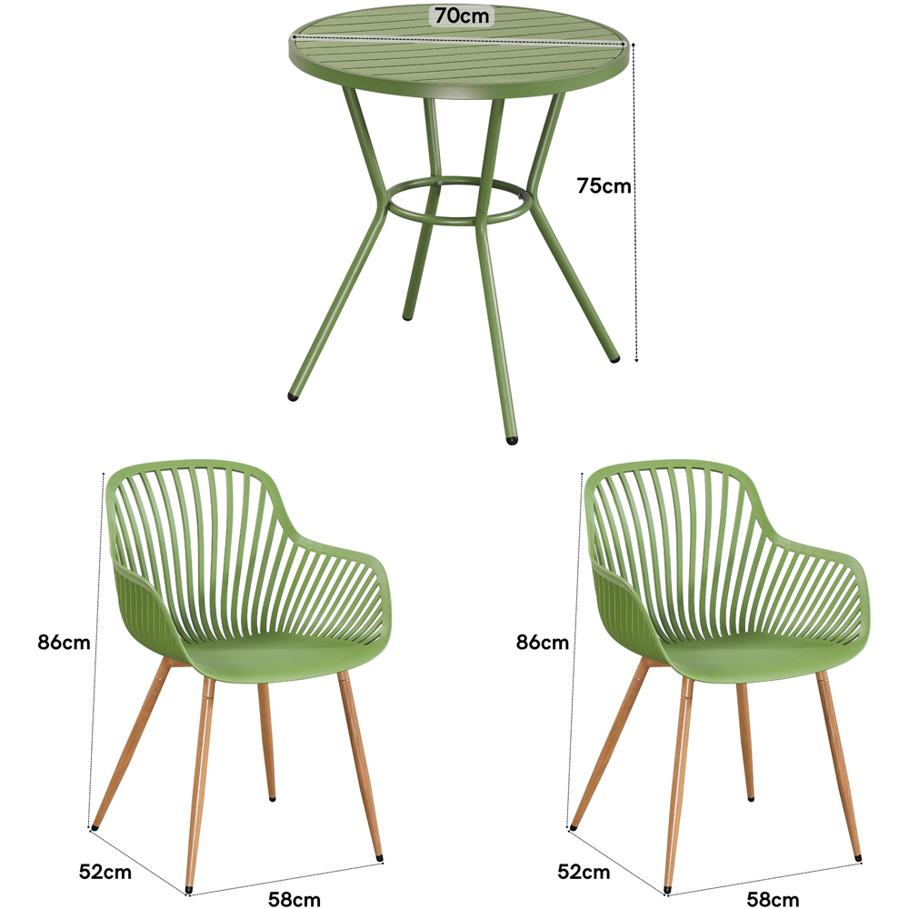 Core Products 2 Seater Moss Green Sunray Design Round Plastic Table Garden Bistro Set Image 7