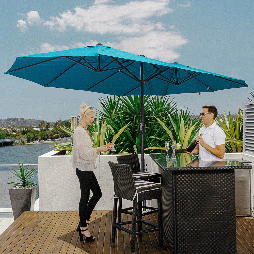 Outsunny Blue Double Sided Patio Parasol 4.6m Image 2