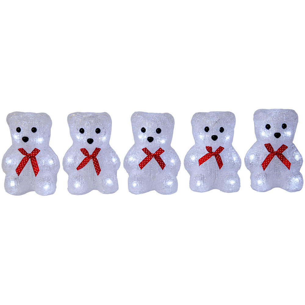 5 Piece Acrylic Bow Bear Decorations White Image 2