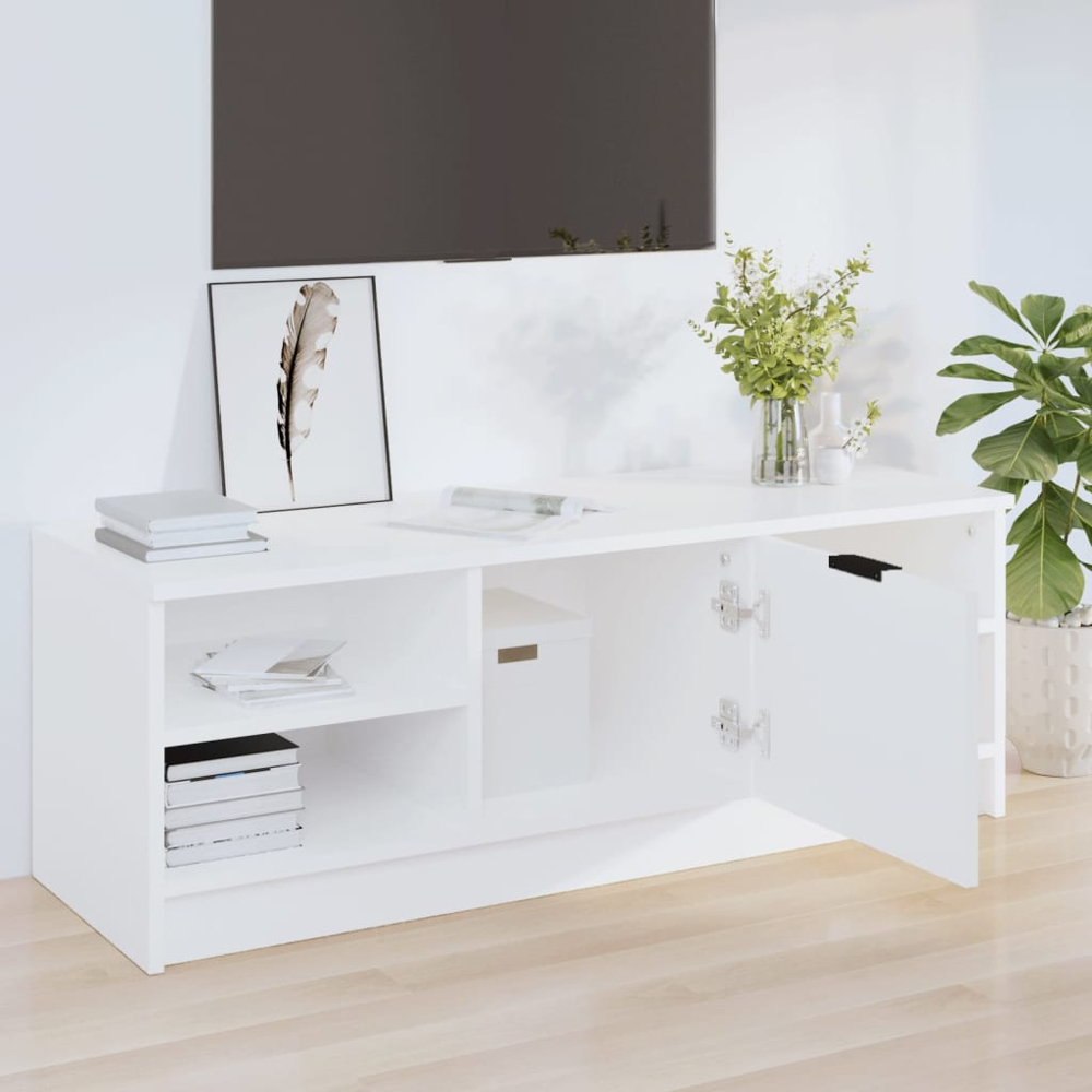 vidaXL Single Door 4 Shelf White TV Cabinet Image 7