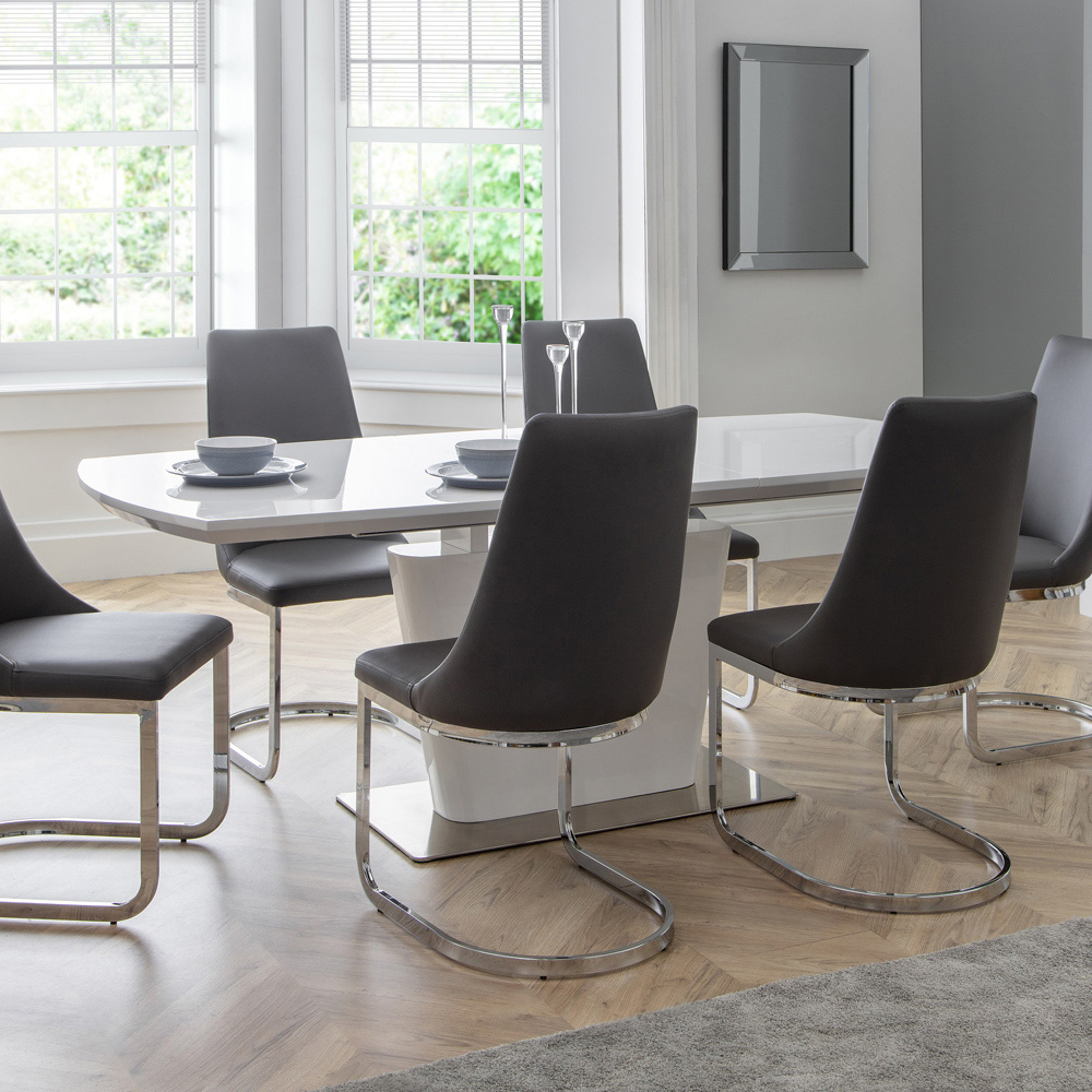 Julian Bowen Como Set of 2 Grey and Chrome Dining Chair Image 5