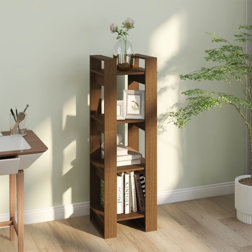 vidaXL 3 Shelf Honey Brown Solid Wood Bookcase Image 7
