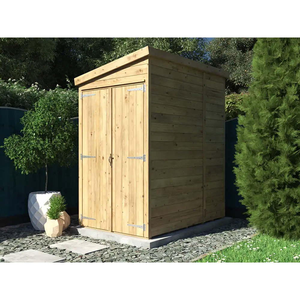 Dunster House Overlord 4 x 6ft Modular Brown Pent Garden Shed Image 2